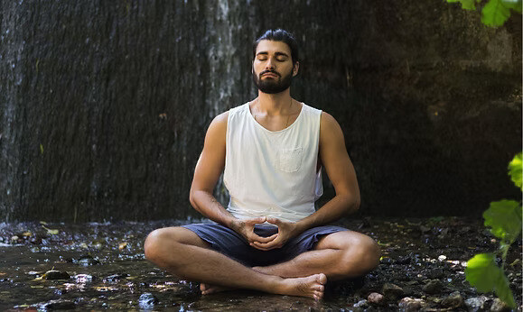 a man meditating