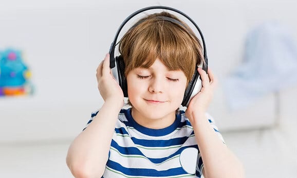 a child listening to music