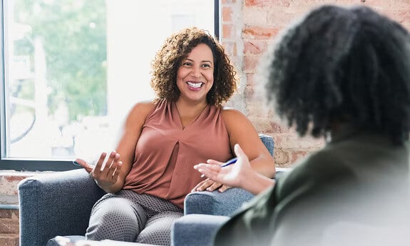 a female therapist talking